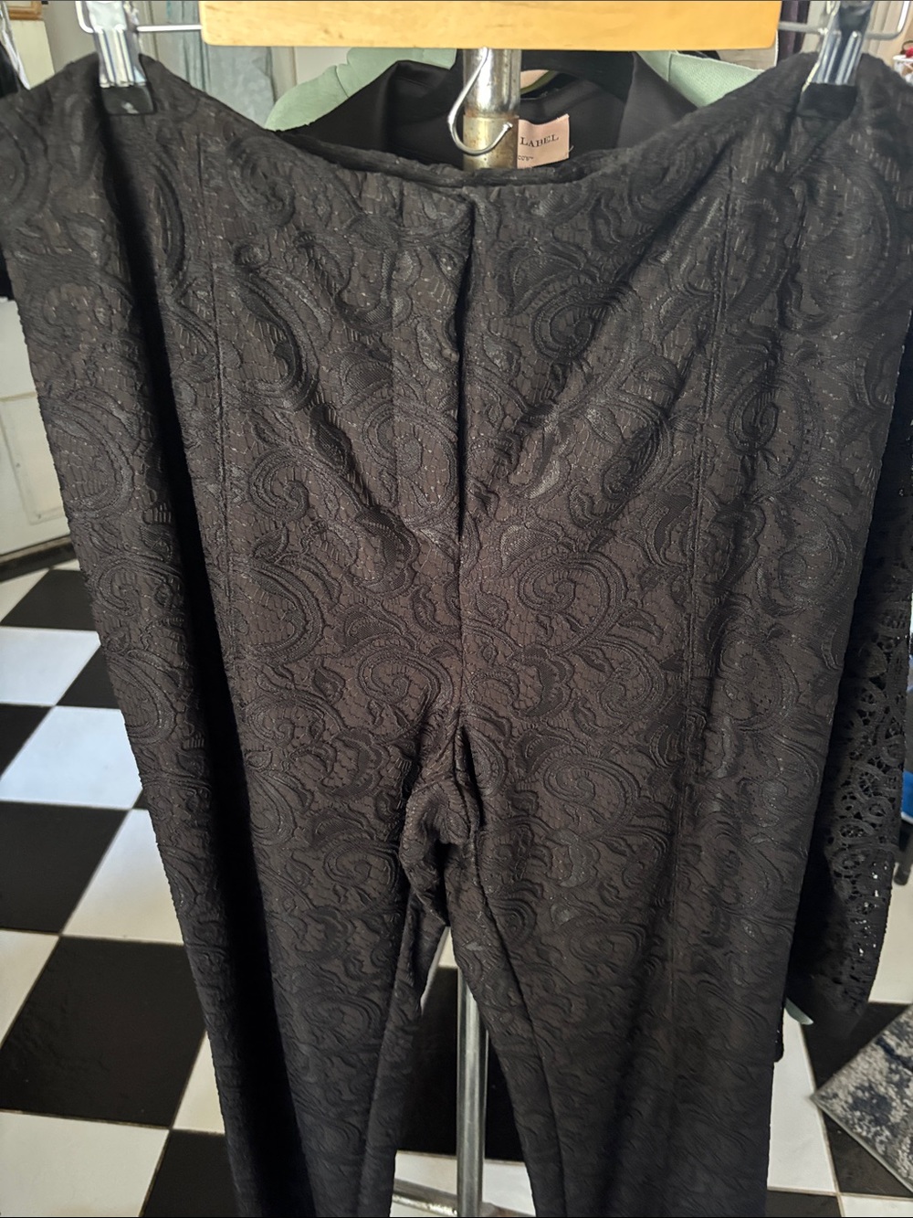 Black Label by Chico’s size 14 black lace high rise pants NWT